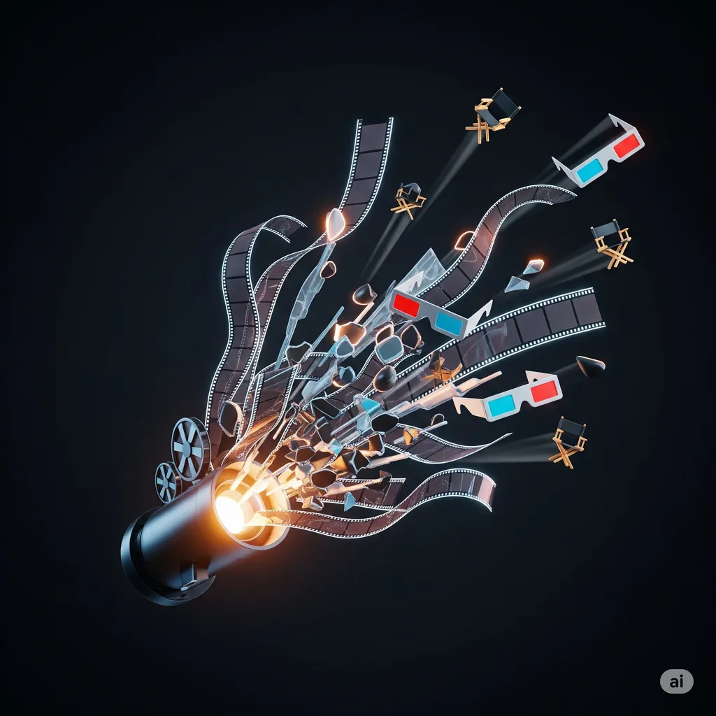 Abstract 3D art representing the world of cinema